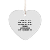 Funny Heart Ornament Gifts from Family for Mum, Heart Shaped Mum Mum Christmas Decor, Smile and Laugh Mum Heart Ornament - Image 1